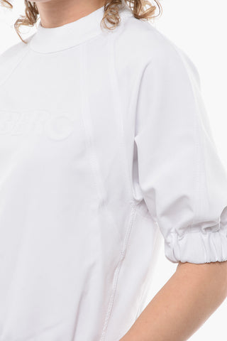 T-shirt in Jersey con Logo in Rilievo