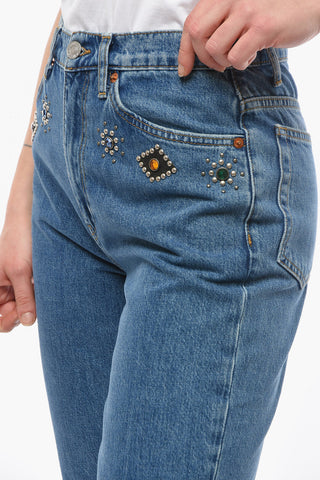 Jeans a Vita Alta JEWELED STONE con Decorazioni Gioiello