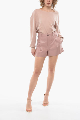 High-waisted Cowhide SAKIB Shorts with Pleats