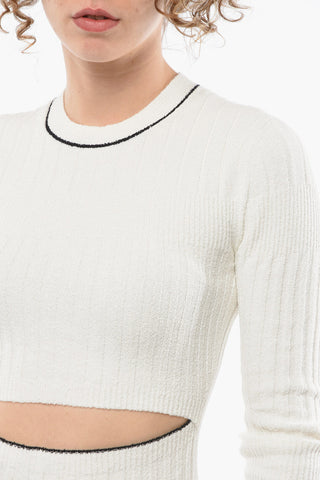WHITE LABEL Ribbed Crew-neck Top with Cut Out Detailing