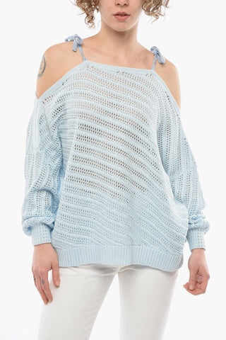 Boat Neck Oversize Sweater With Rhinestones