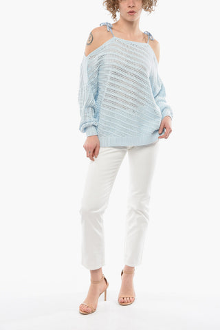 Boat Neck Oversize Sweater With Rhinestones