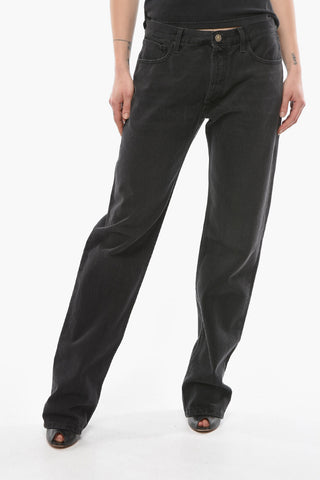 Straight-leg Denims with Ton-sur-ton Logoed Embroidery 21,5cm