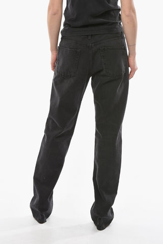 Straight-leg Denims with Ton-sur-ton Logoed Embroidery 21,5cm