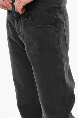 Straight-leg Denims with Ton-sur-ton Logoed Embroidery 21,5cm