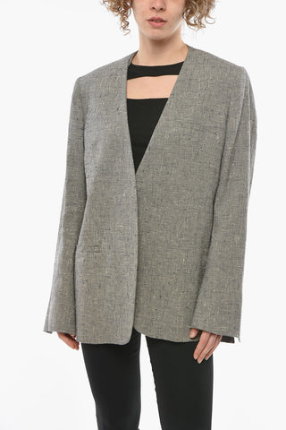 Micro Houndstooth Open Front Blazer