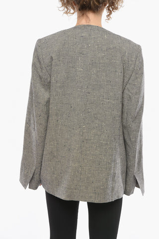 Micro Houndstooth Open Front Blazer