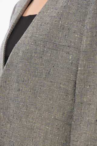 Micro Houndstooth Open Front Blazer