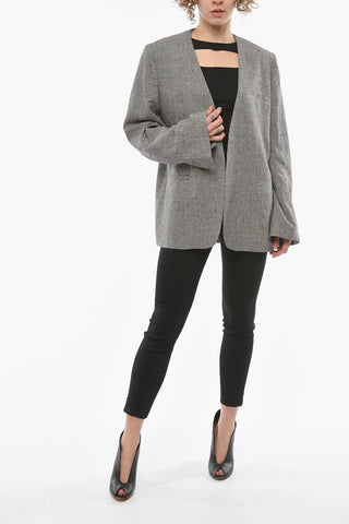 Micro Houndstooth Open Front Blazer