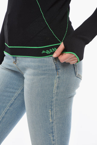 Technical Knit Crew-neck Sweather with Logoed Embroidery