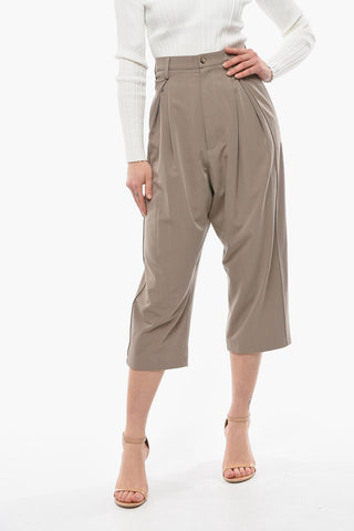 Pantaloni CHOLET in Misto Lana e Seta con Loose Fit e Vita Alta