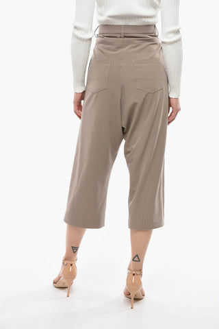 Pantaloni CHOLET in Misto Lana e Seta con Loose Fit e Vita Alta