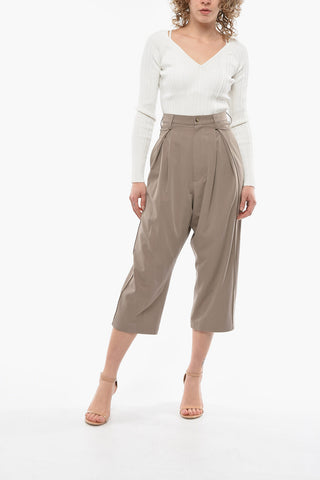 Pantaloni CHOLET in Misto Lana e Seta con Loose Fit e Vita Alta