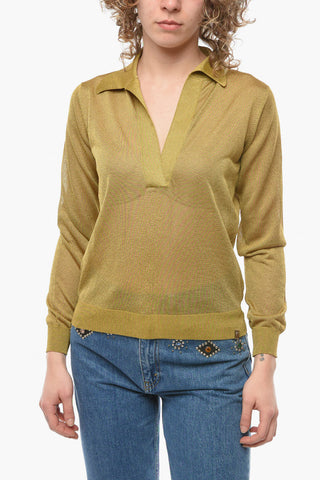 Long-sleeved BUTTERFLY Lurex Polo