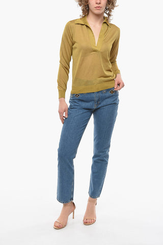 Long-sleeved BUTTERFLY Lurex Polo
