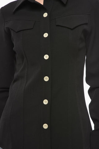 WHITE LABEL Camicia in Tessuto effetto Crepe con Doppio Taschino