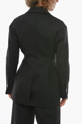 Virgin-wool-blend Sculpted Blazer with Notched Lapel