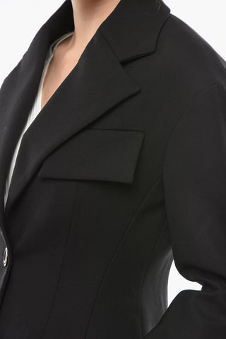 Virgin-wool-blend Sculpted Blazer with Notched Lapel