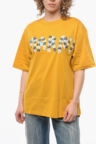 Crewneck T-shirt with Lettering Logo Print