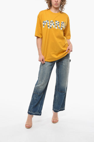 Crewneck T-shirt with Lettering Logo Print