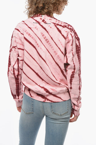 WHITE LABEL Jersey Crew-neck Sweatshirt with Tie-dye Effect