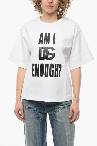 Jersey Crew-neck T-shirt with Slogan Print