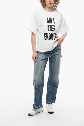 Jersey Crew-neck T-shirt with Slogan Print