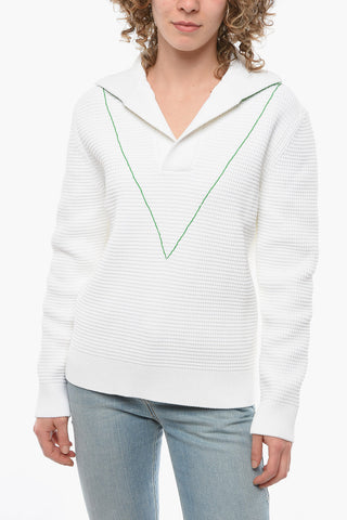 Piquet Turtleneck Sweather with Contrasting Stitching