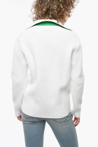 Piquet Turtleneck Sweather with Contrasting Stitching