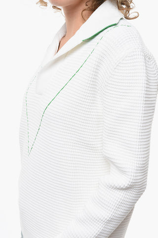 Piquet Turtleneck Sweather with Contrasting Stitching