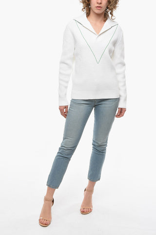 Piquet Turtleneck Sweather with Contrasting Stitching