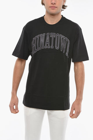 Crew-neck T-Shirt with Corduroy Logo