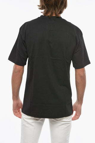 Crew-neck T-Shirt with Corduroy Logo