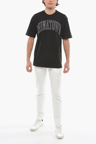 Crew-neck T-Shirt with Corduroy Logo