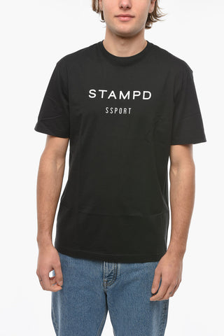 Contrasting Printed Solid Color T-Shirt