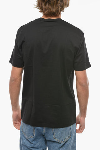 Contrasting Printed Solid Color T-Shirt