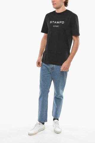 Contrasting Printed Solid Color T-Shirt