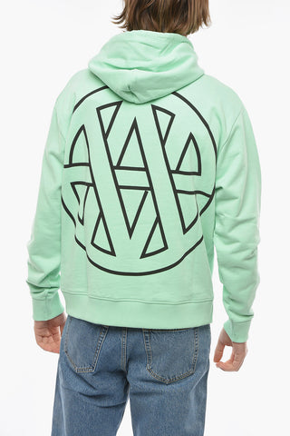 Felpa in Cotone Garzato con Cappuccio e Stampa Stemma