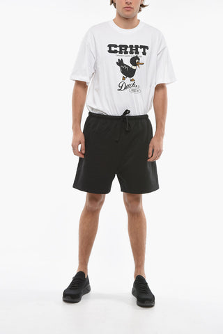 Shorts in Felpa a 3 Tasche con Elastico in Vita
