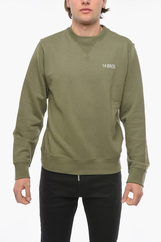 Logo Printed Brushed Cotton Crew-neck Sweatshirt