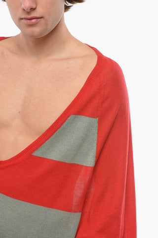 Awning Striped V-Neck Maxi Sweater