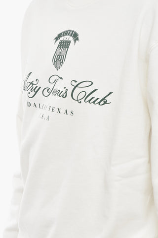 Lettering Printed TENNIS CLUB Crew-Neck Sweatshirt