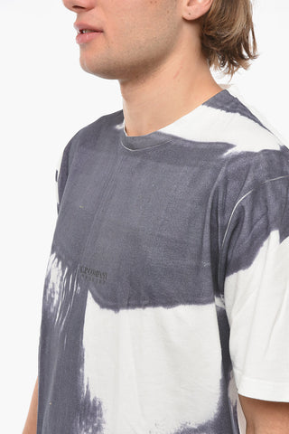 Acid Wash Effect Crew-Neck t-shirt with Lettering Logo Print