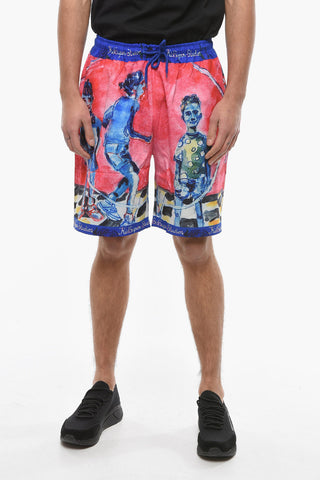 Shorts Effetto Acid Wash Stampati