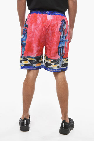 Shorts Effetto Acid Wash Stampati