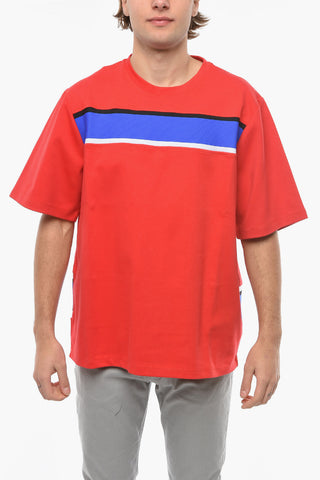 Contrasting Band Frontal Crew-Neck T-shirt
