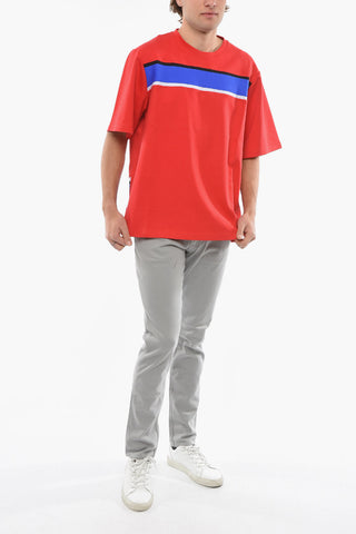 Contrasting Band Frontal Crew-Neck T-shirt