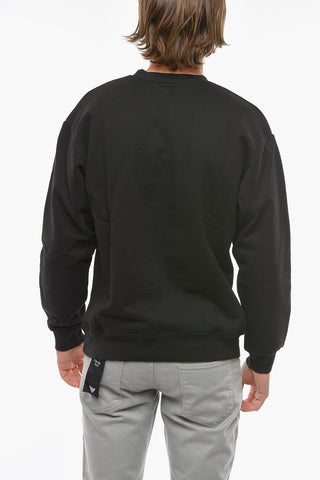 Cotton Crew-Neck Sweatshirt with Maxi Front Print