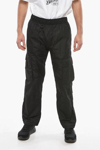 Pantaloni Cargo in Nylon con Elastico in Vita