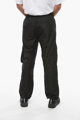 Pantaloni Cargo in Nylon con Elastico in Vita
